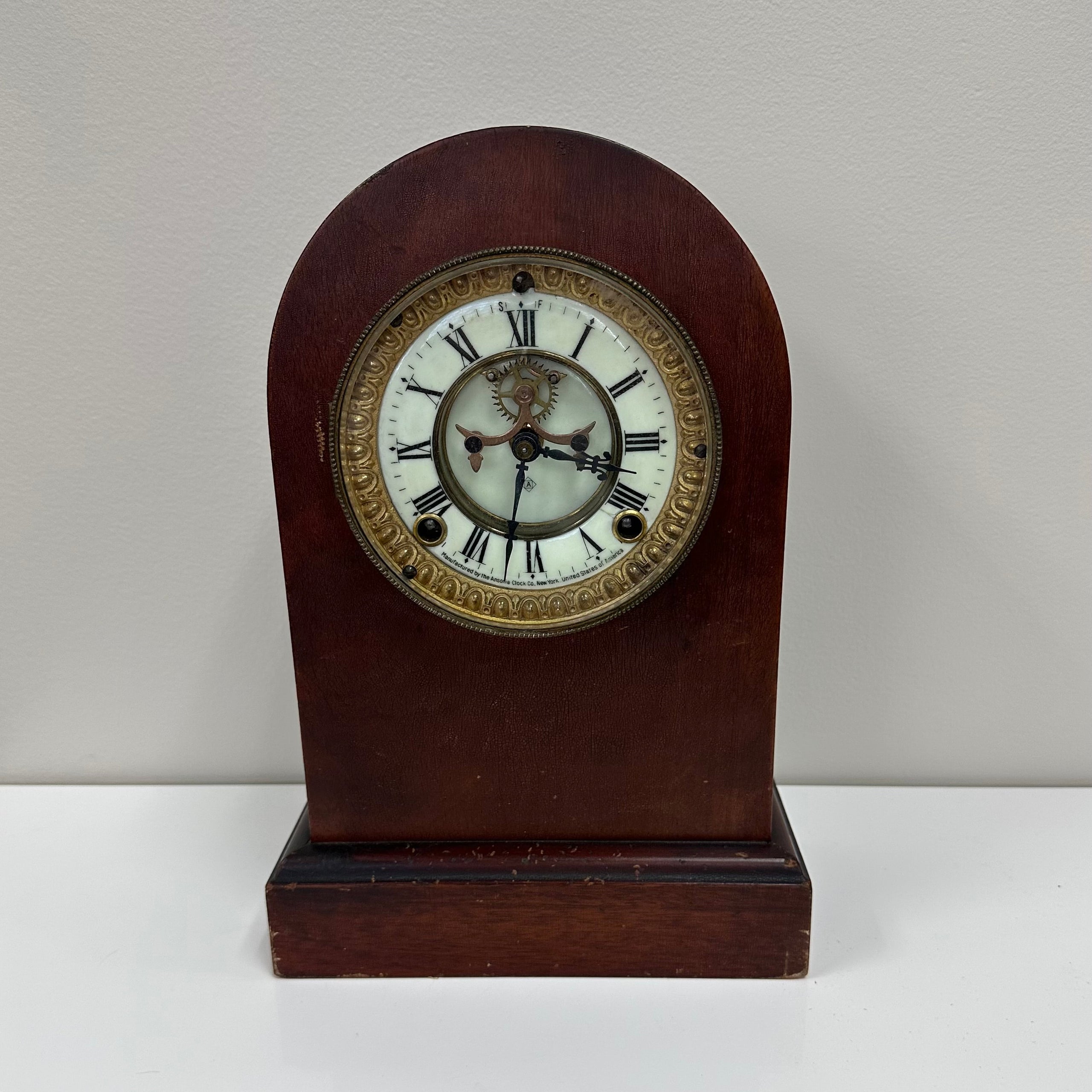 Antique Ansonia 8 Day Shelf Clock Featuring Antique Vintage And Mid Century Furnishings